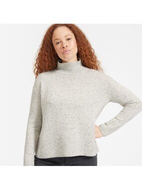 Everlane Cashmere Blend Speckled Mock Neck Sweater - Light Gray